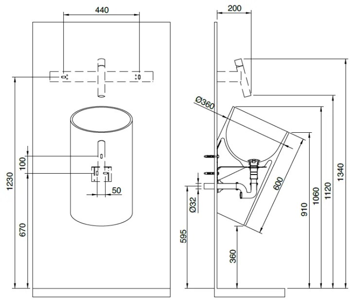 Treemme Blok IT6593CCZZCP lavabo cilindrico sospeso diametro 36 cm bianco