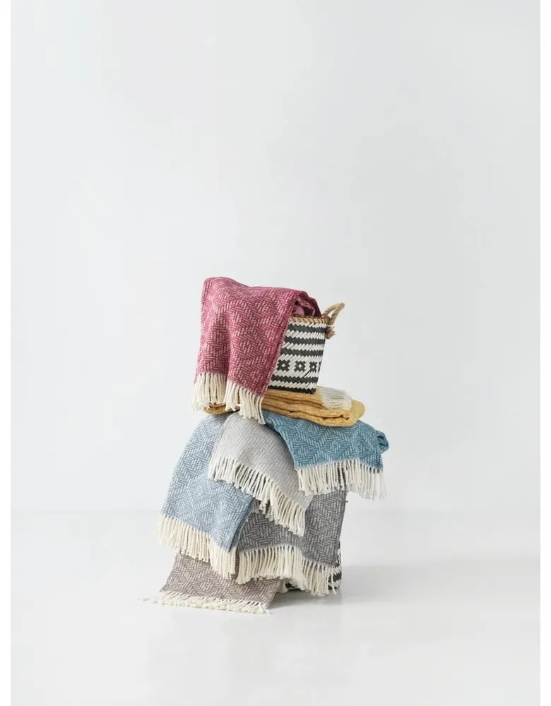 Plaid rosa scuro con contenuto di cotone , 140 x 180 cm Aisha - Euromant