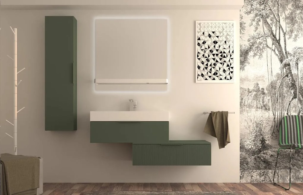 Cassetti in truciolare verde opaco Modula