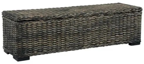 Scatola Portaoggetti 120 cm Nera Rattan Kubu e Massello Mango