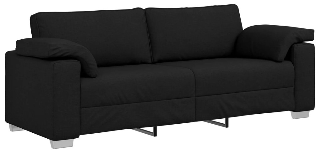 Set divano 2 pezzi con cuscini in tessuto nero