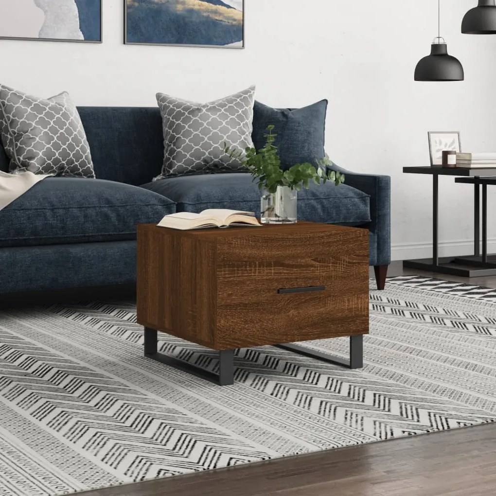 Tavolino Da Salotto Rovere Marrone 50x50x40cm Legno Multistrato /