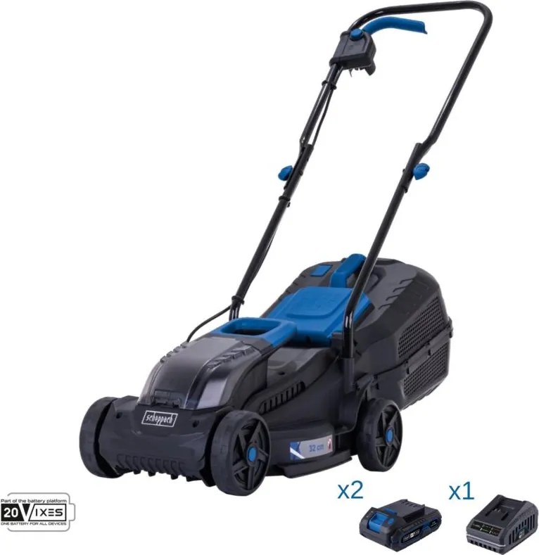 Scheppach - Rasaerba 20v 32cm 2 batterie 2.0Ah + caricabatteria ixes bc-mp320-x
