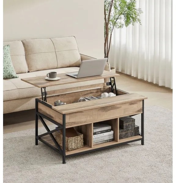 Tavolino da salotto con piano alzabile NYRO marrone/nero