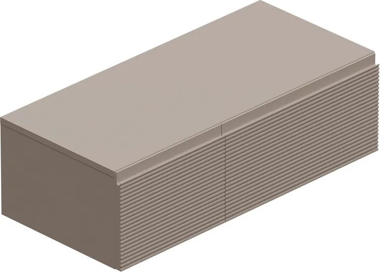 Mobile da bagno sospeso sotto lavabo Step L 100.3 x H 30 x P 46 cm tortora taupe  cannettato, 2 cassetti il grande a destra