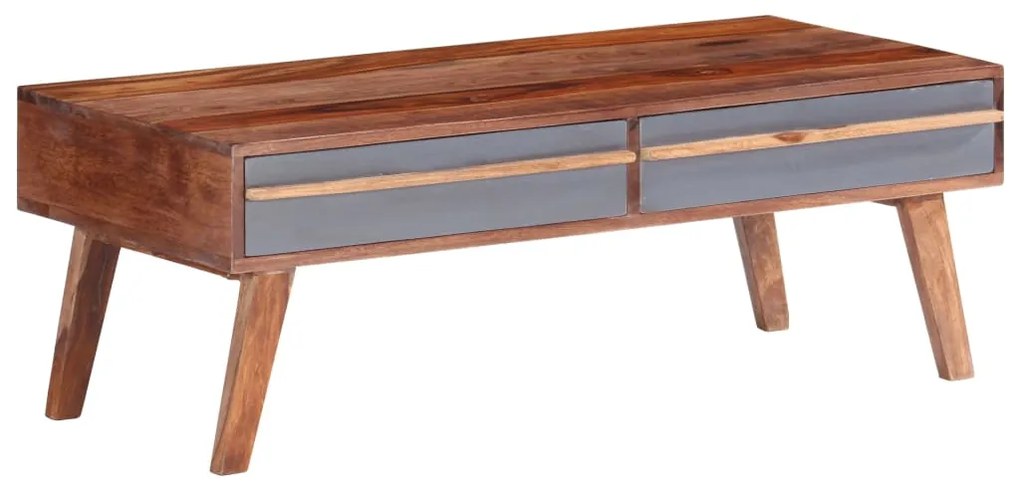 Tavolino Da Salotto Grigio 110x50x40 Cm Legno Massello /