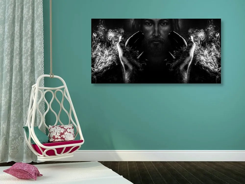 Quadro su tela – Fede in Gesù in bianco e nero