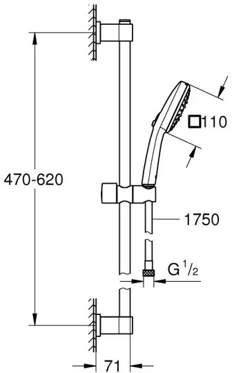 GROHE 26096001 - Set doccia VITALIO COMFORT 110 600 mm, cromo lucido