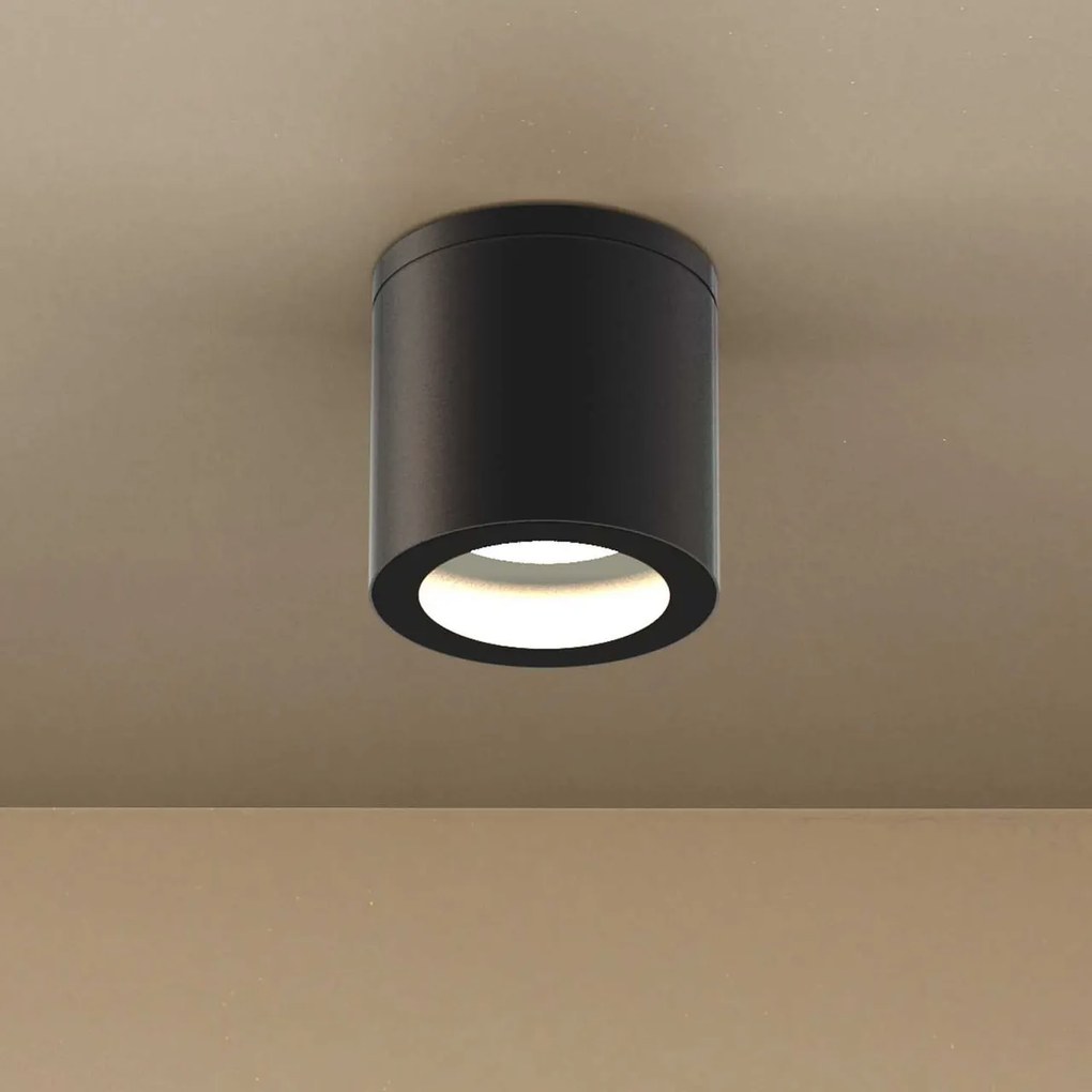 Applique da soffitto IP54 GU10 in Alluminio e Vetro - Nera