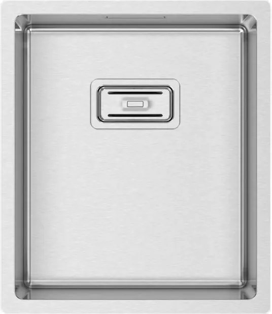 Lavello quadrato 1 vasca in inox argento RODI Box Lux 34 piletta quadra L 38 x L 44 cm