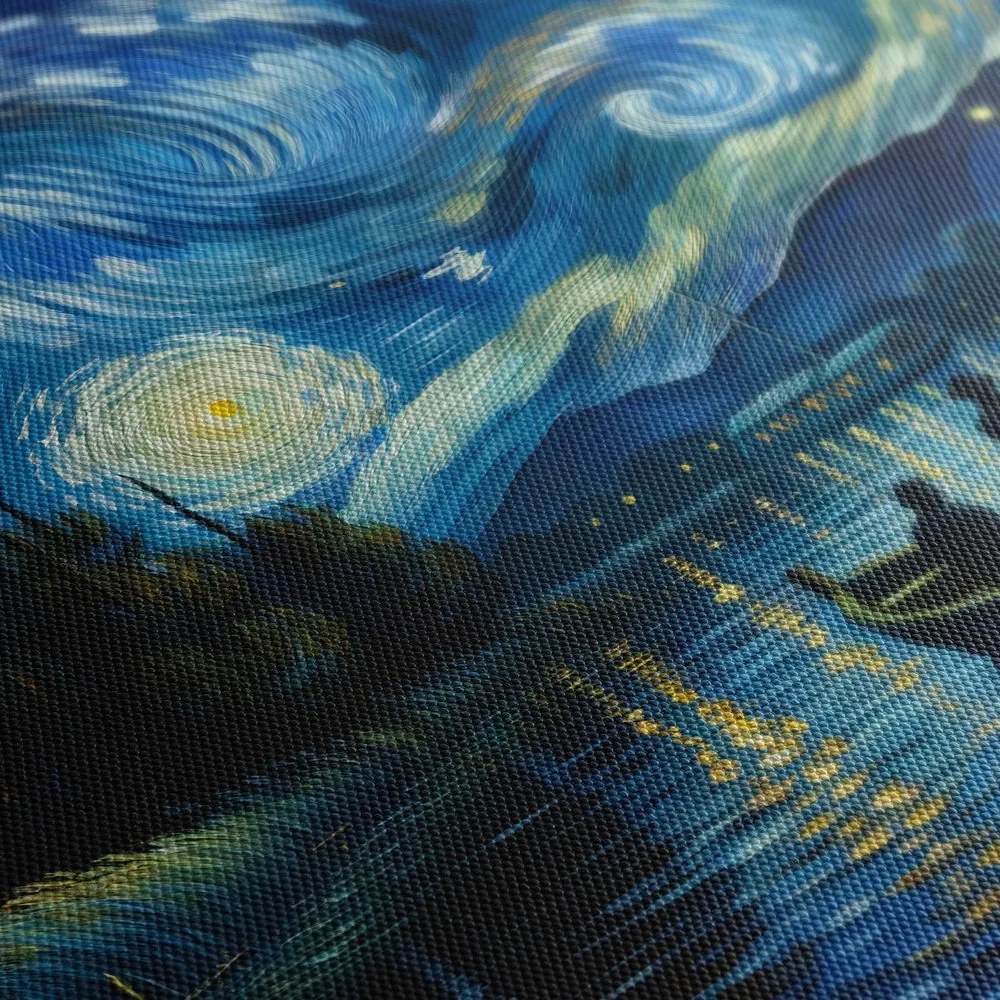 Quadro su tela – Notte stellata sul fiume