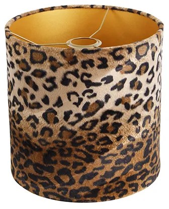 Paralume in velluto con stampa leopardata 25/25/25 interno oro