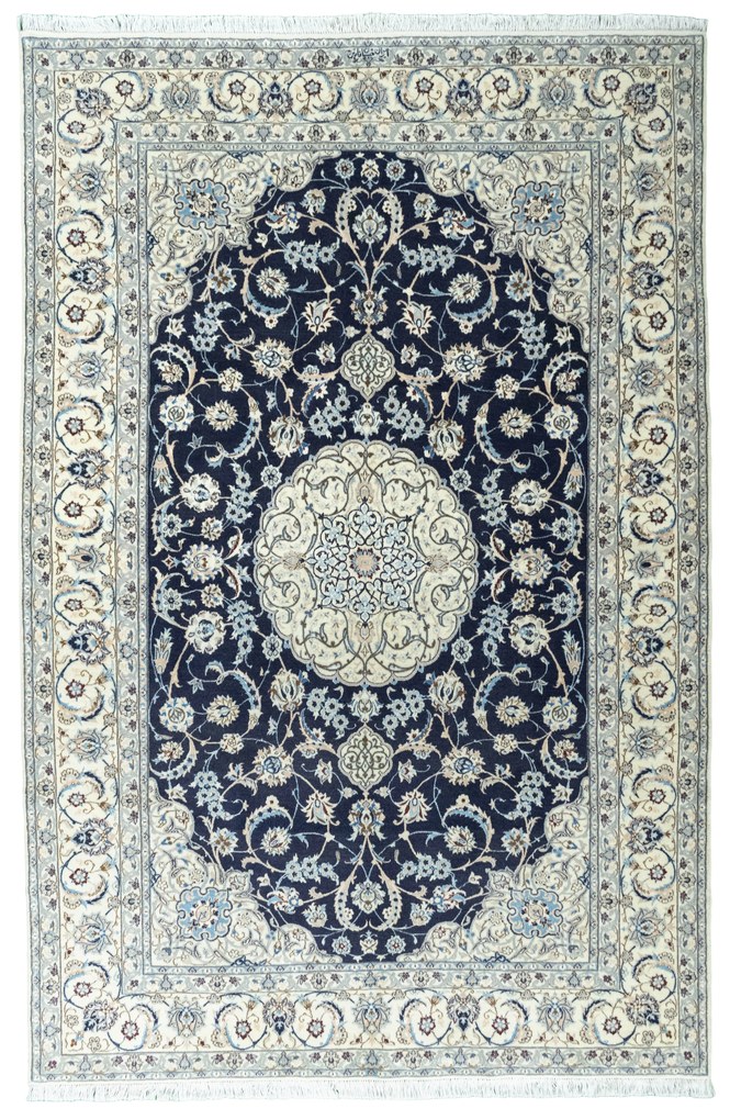 Nain Tappeto 250x170 Blu (Iran) Annodato A Mano