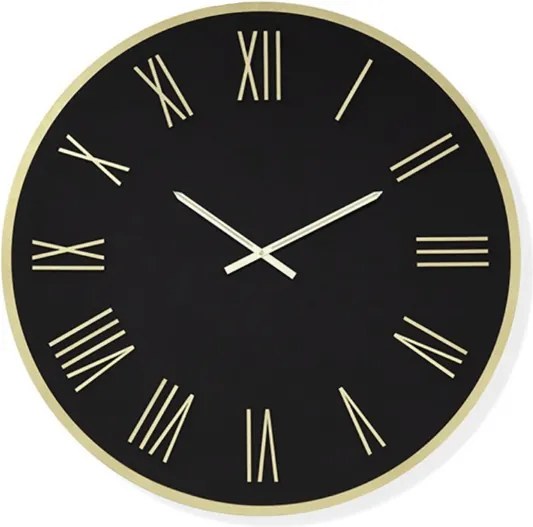 Orologio rotondo D80 cm in Laminam Nero con dettagli Oro LAZARUS