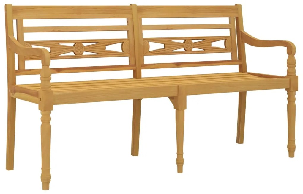 Panchina Batavia con Cuscino Motivo Foglia 150 cm Massello Teak