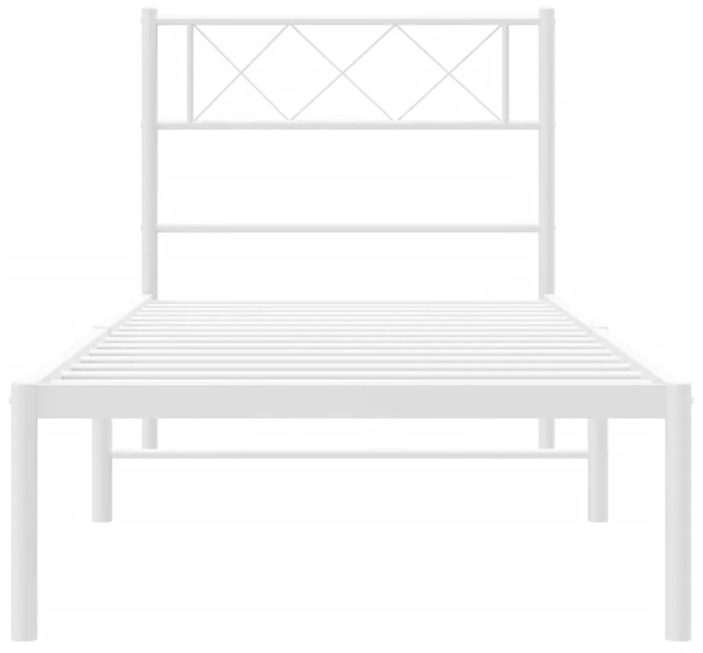 Giroletto con testiera metallo bianco 75x190 cm