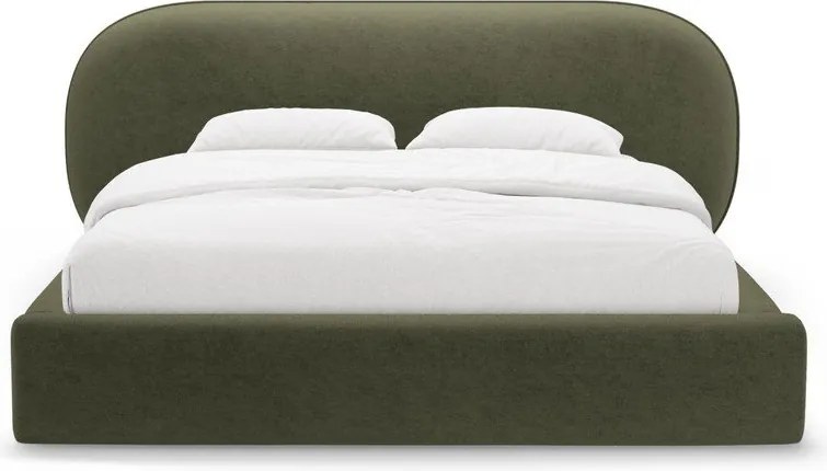 Letto matrimoniale imbottito verde con contenitore con rete inclusa 180x200 cm Ovalo – Micadoni