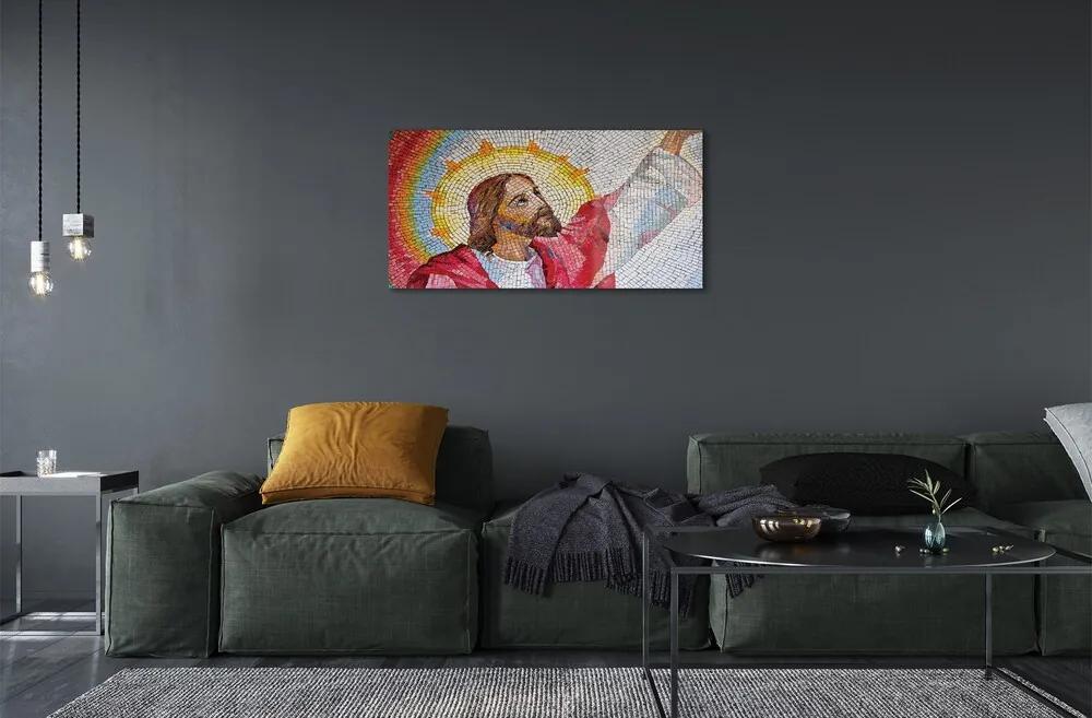Quadro su vetro Gesù mosaico 100x50 cm