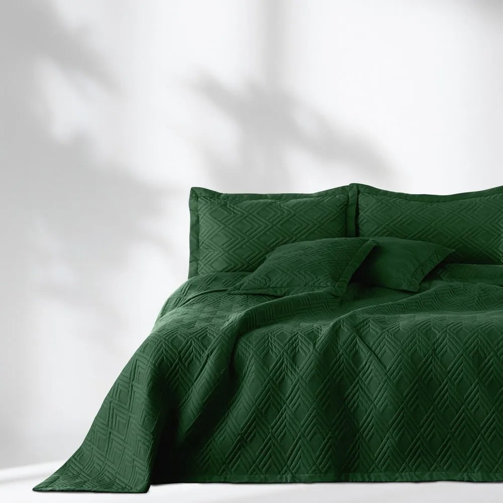 Copriletto verde scuro in microfibra con rivestimento trapuntato 170x210 cm Ophelia – Restilo