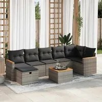 Set Divano da Giardino 8 pz con Cuscini Grigio in Polyrattan 3325938