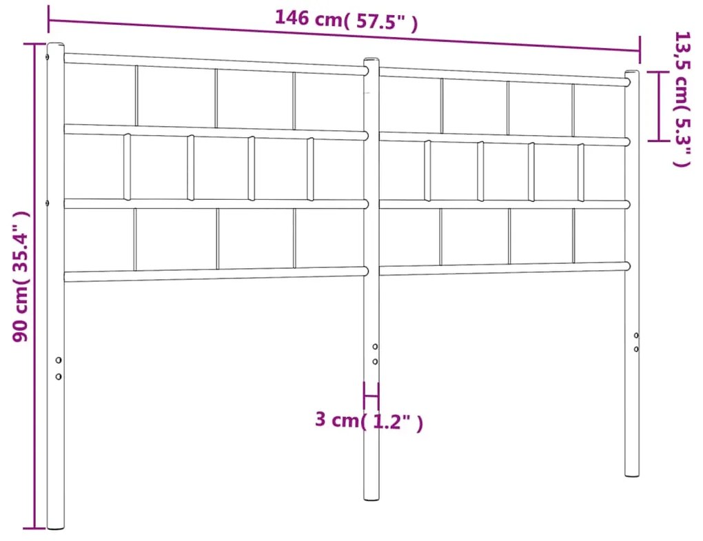 Testiera in Metallo Bianco 140 cm