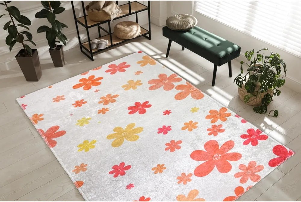 Tappeto per bambini arancione e avorio lavabile 60x100 cm Fall Flowers – Vitaus