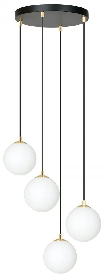 Lampadario a Sospensione in Acciaio e Vetro ROYAL 4 Bianco o Nero 4xE14 Colore del corpo Nero