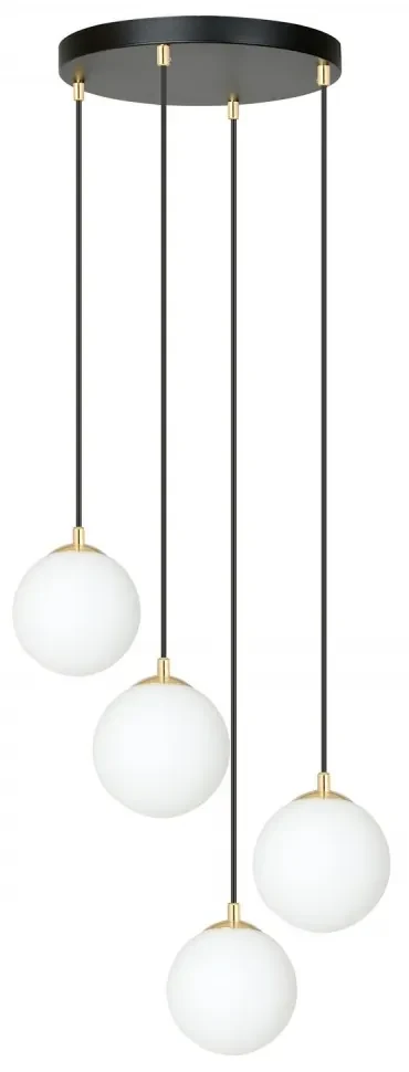 Lampadario a Sospensione in Acciaio e Vetro ROYAL 4 Bianco o Nero 4xE14 Colore del corpo Nero