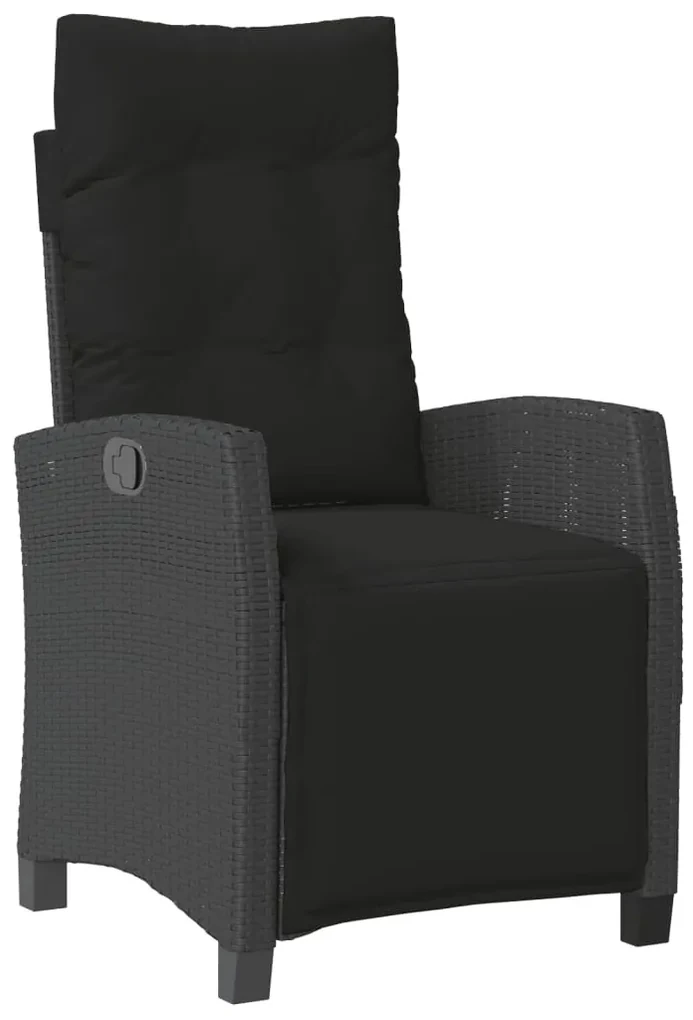Set da pranzo da giardino 5 pz nero con cuscini in polyrattan