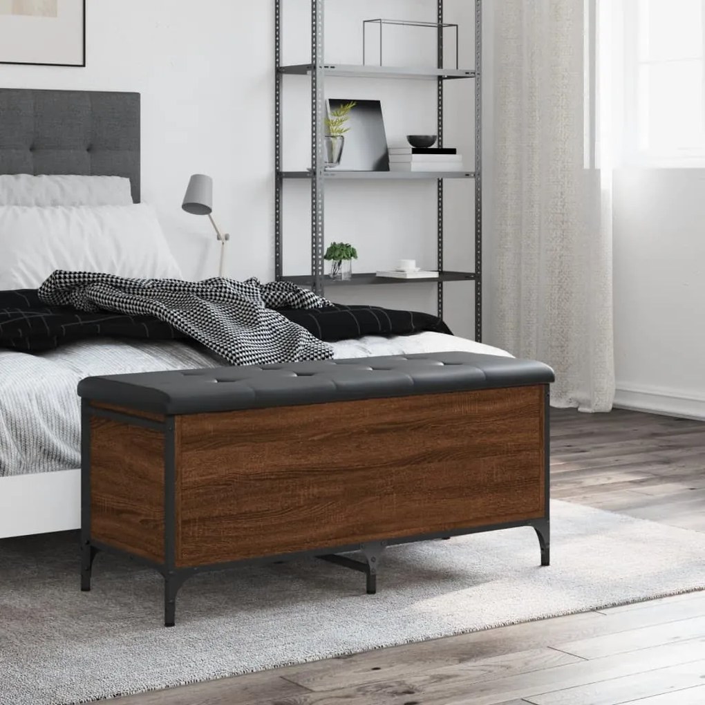 Panca portaoggetti rovere marrone 102x42x45cm legno multistrato