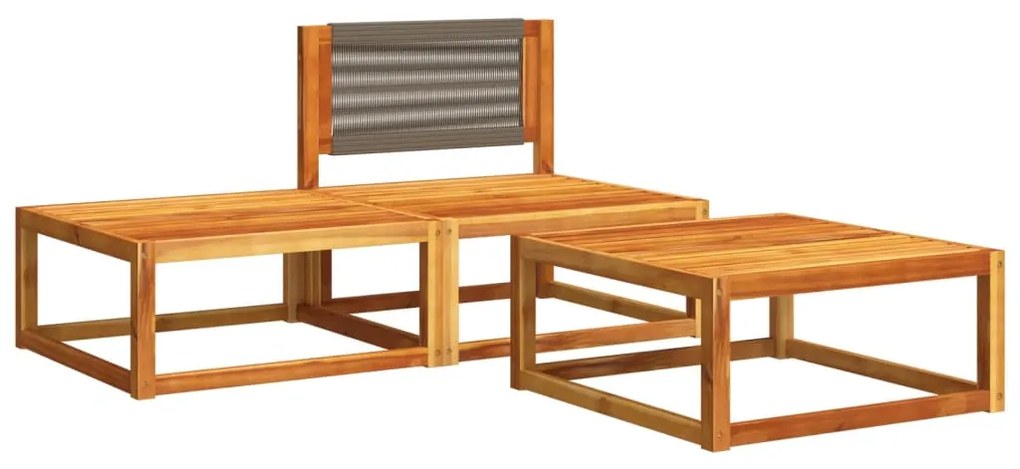 Set divano da giardino 3pz con cuscini legno massello di acacia