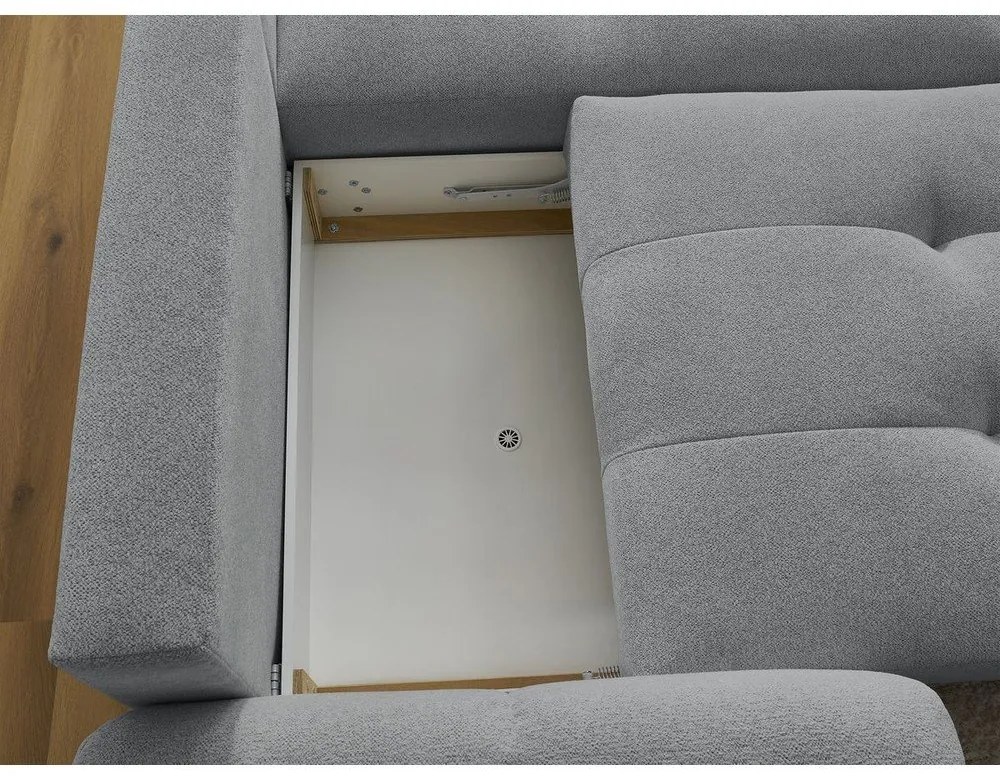 Divano angolare grigio allungabile/con contenitore (con penisola a destra/con chaise lounge) con rivestimento in ciniglia Roxelane – Bobochic Paris