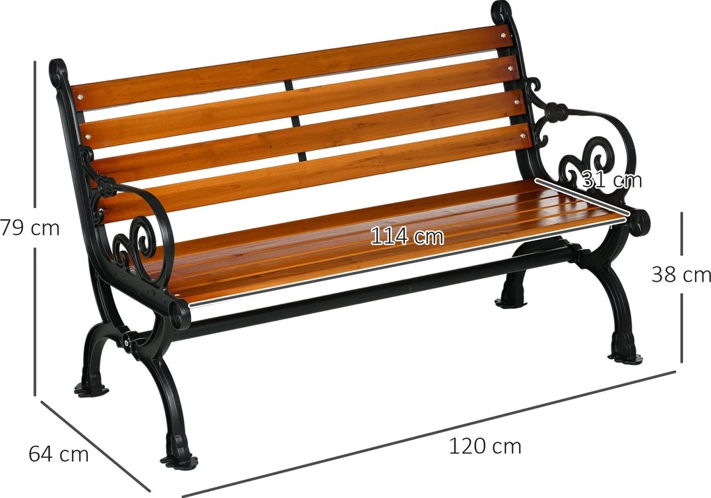 Panchina da Giardino 2 Posti con Braccioli 120x64x79 cm in Alluminio e Legno Teak...