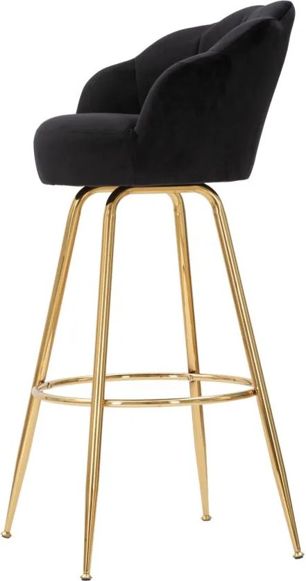 Sgabello Bar Vienna Nero 55x53x110 cm Spugna e Tessuto e Metallo Nero e Oro...
