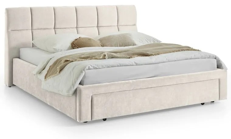 Letto matrimoniale imbottito beige rete non inclusa 180x200 cm Canyon – Meise Möbel