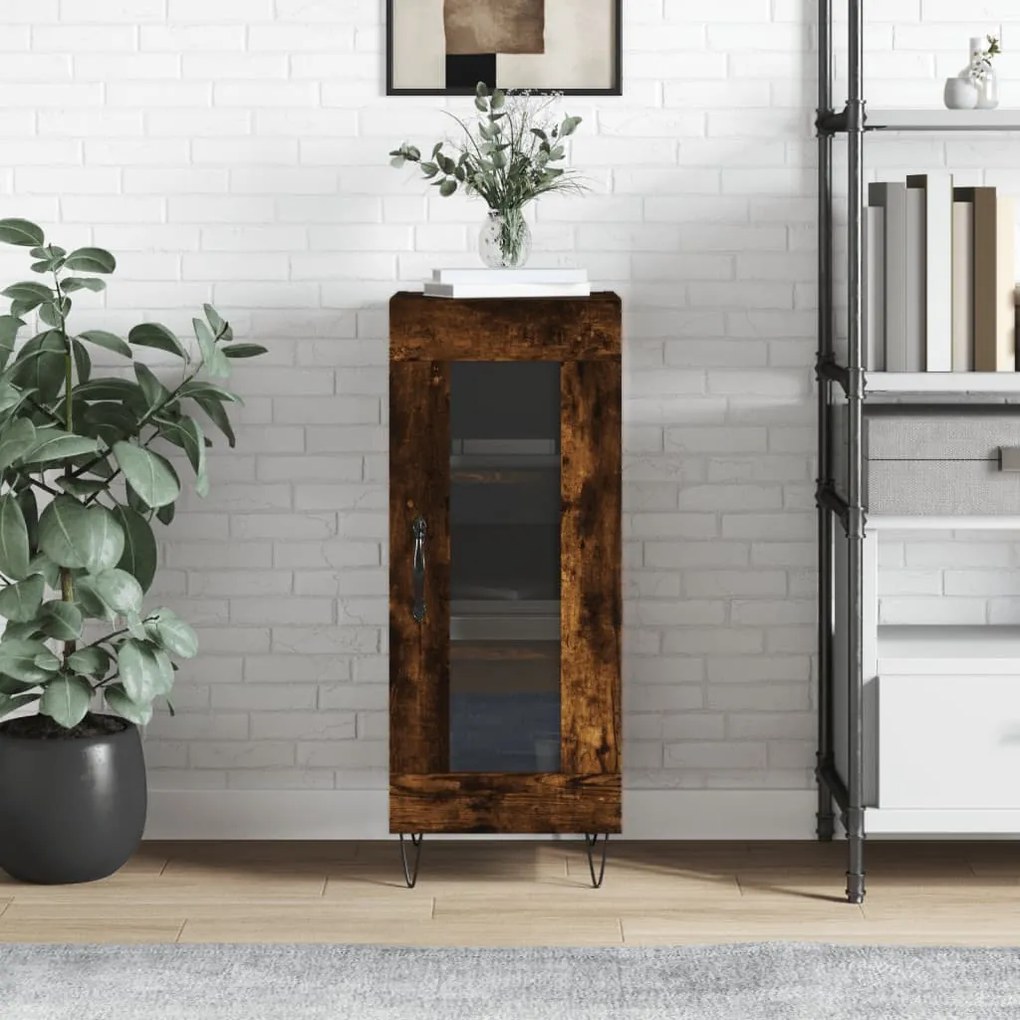 Credenza Rovere Fumo 34,5x34x90 Cm İn Legno Multistrato /