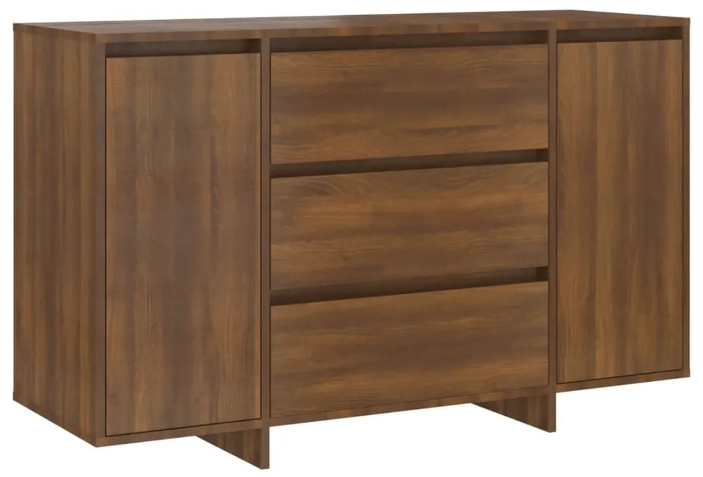 Credenza con 3 cassetti rovere marrone 120x41x75 cm truciolato