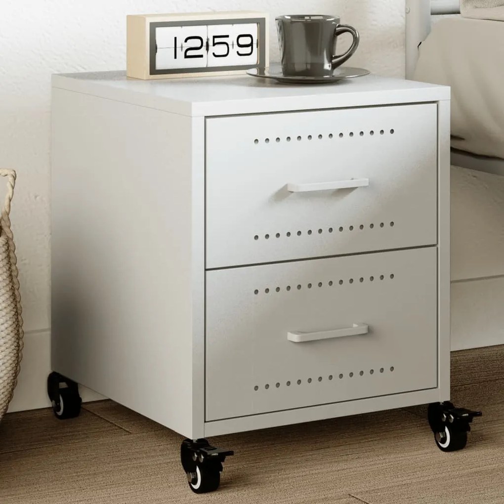 Comodino Bianco 36x39x43,5 Cm İn Acciaio /