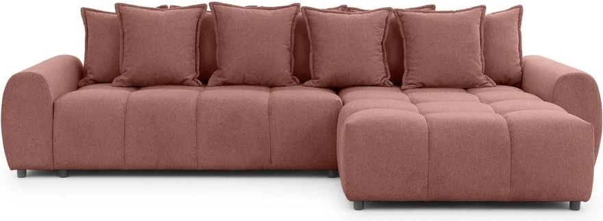 Divano angolare color terracotta (con penisola a destra/con chaise lounge) Albane – Ropez