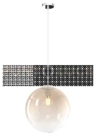 Sospensione cromo 1 luce vetro grande ambra 1194cr-s30-am