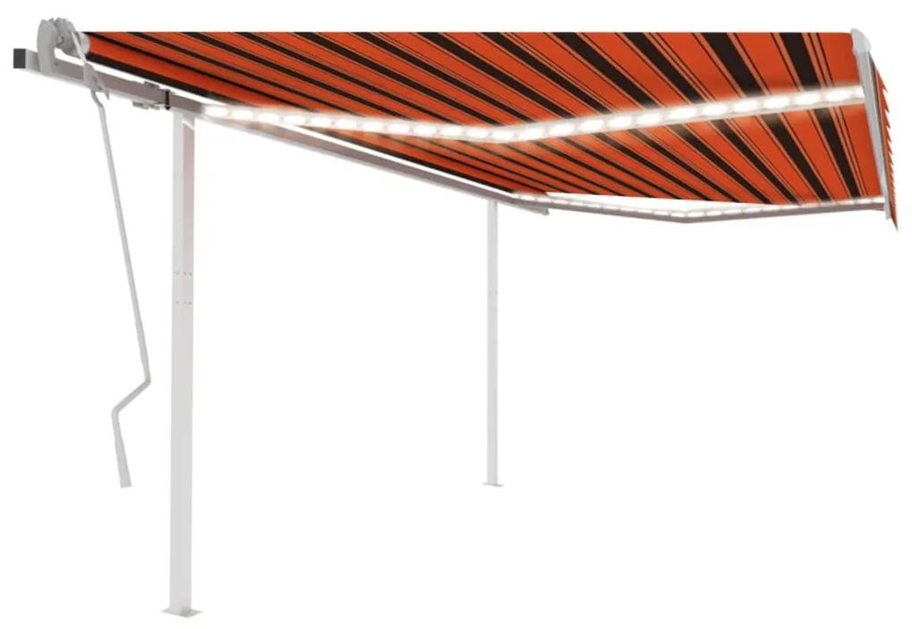 Tenda da Sole Retrattile Manuale LED 4x3 m Arancione Marrone