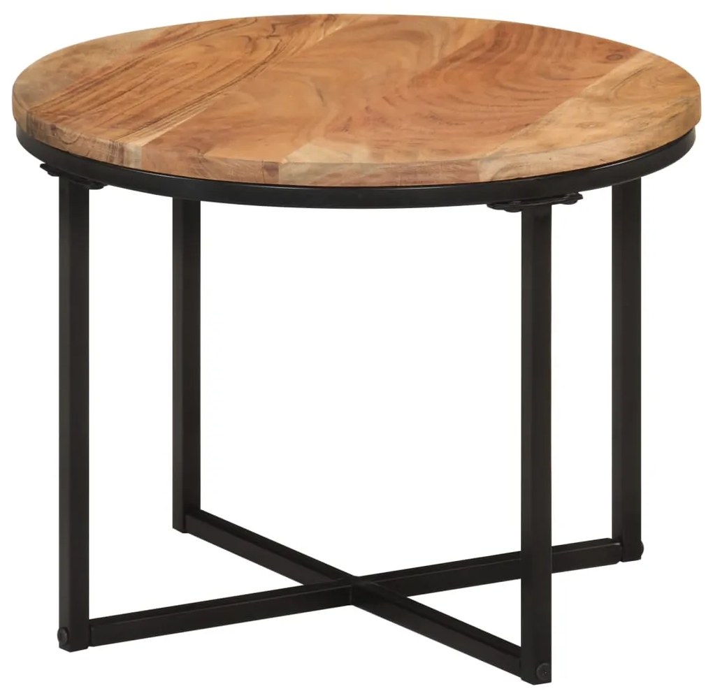 Tavolino salotto 45x45x35cm in legno massello di acacia e ferro