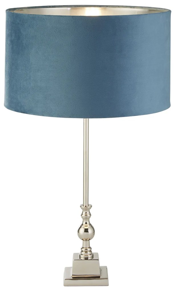 Lampada Da Scrivania Whitby Metallo Cromo Velluto Verde Acqua 1 Luce E27