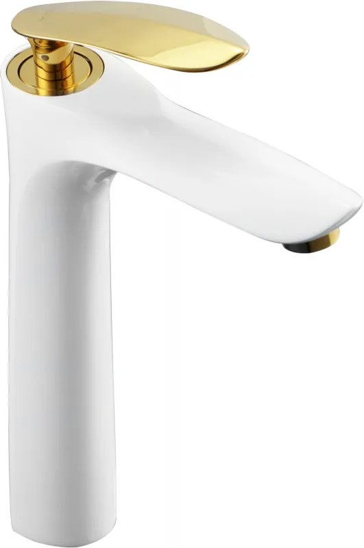 Mexen Lily rubinetteria da lavabo alta, bianca/dorata - 73610-25