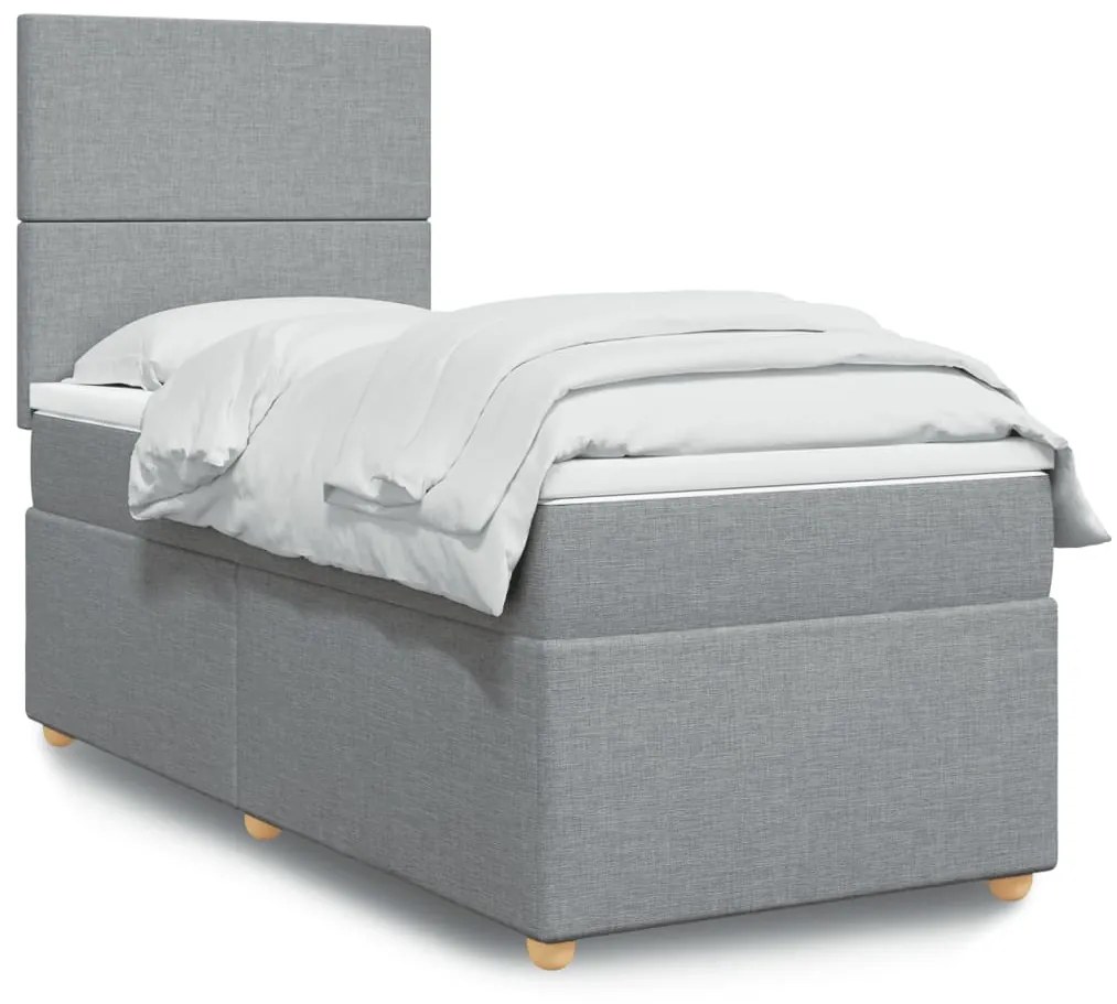 Giroletto A Molle Con Materasso Grigio Chiaro100x200 Cm Tessuto /