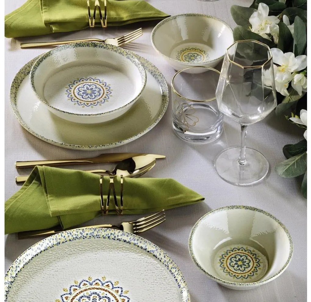 Set da tavola 18 pezzi verde/porcellana