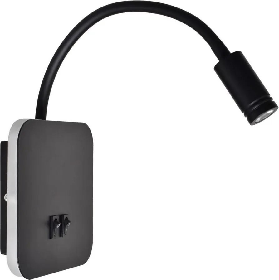 Lampada da parete LED flessibile BASE LED/8W+LED/2W/230V nero/argento