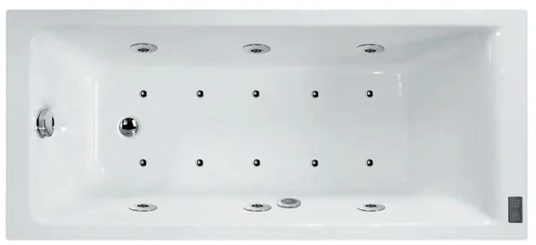 Vasca idromassaggio rettangolare Galaxy DS Confort,bianco ,160, 160 cm, 16 bocchette, SANYCCES