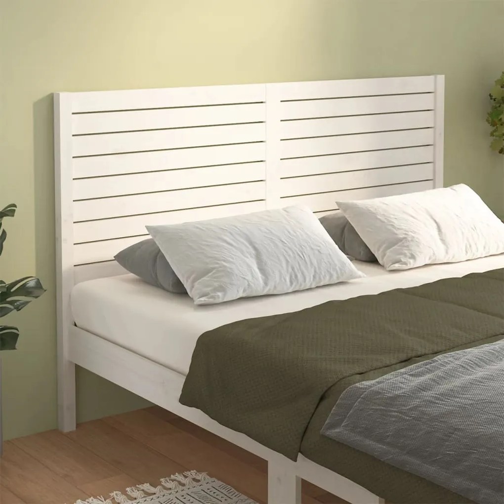 Testiera Per Letto Bianca 166x4x100cm İn Legno Massello Di Pino /