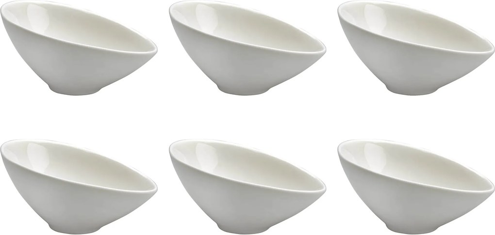 Set 6 Coppette Oblique 8x11,5x5,5 cm in Porcellana Allluminica Kaleidos Aluxina Bianche...